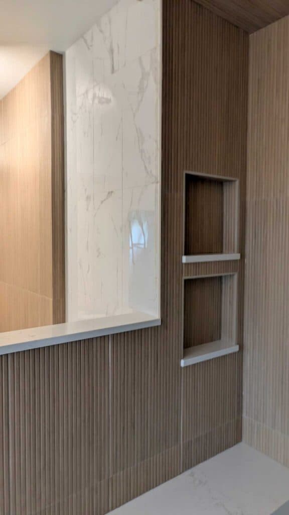 Grouted and finished niches in primary shower