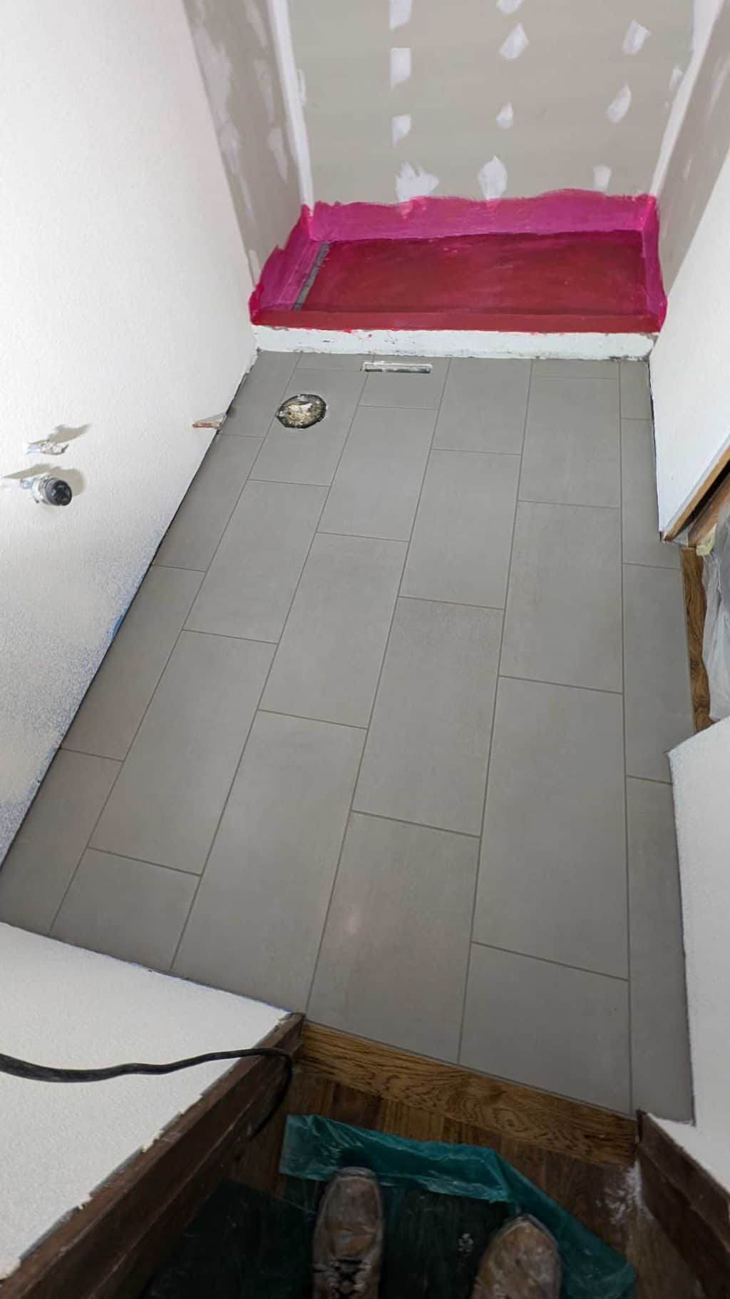 Primary bath floor grouted