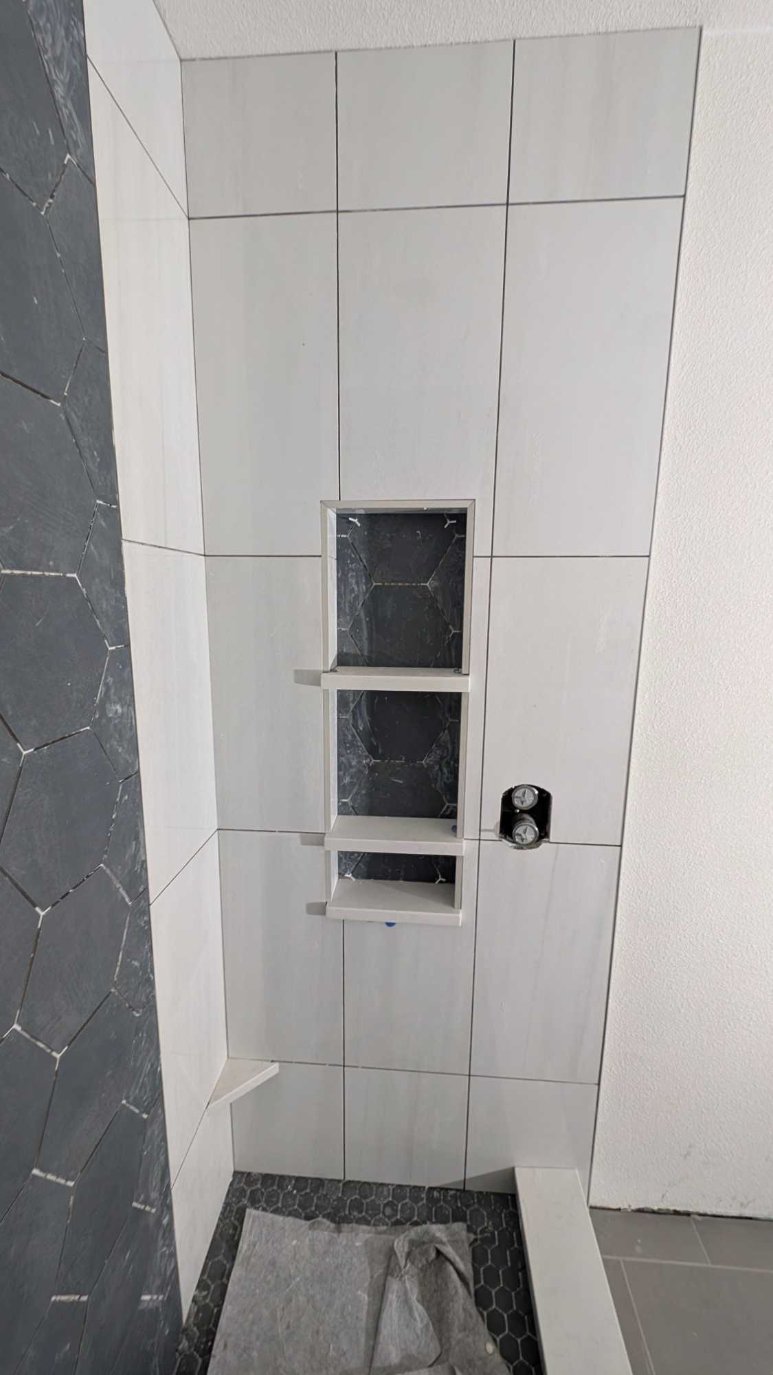 Primary shower niche completely installed