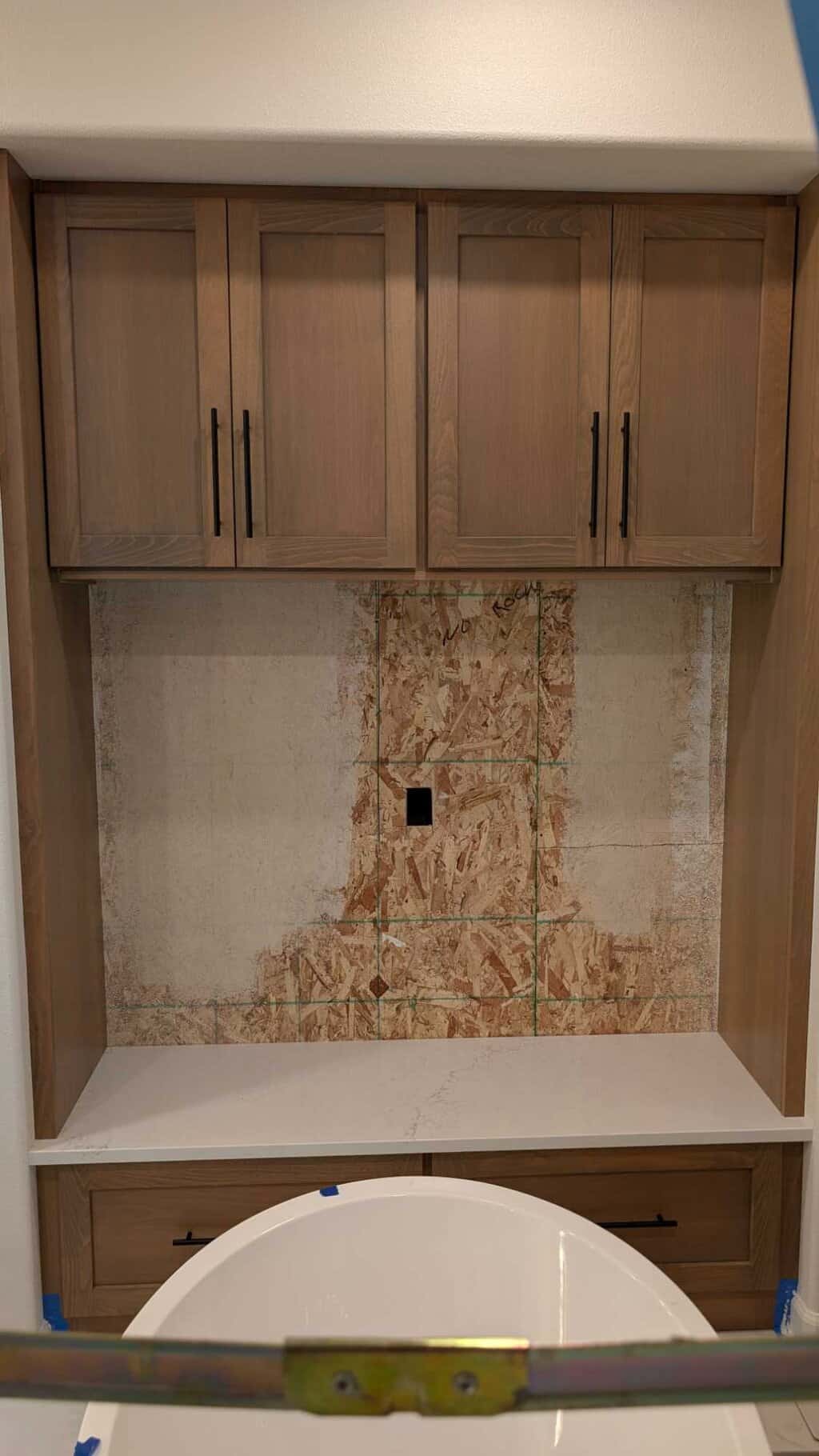 Primary bath backsplash to be installed