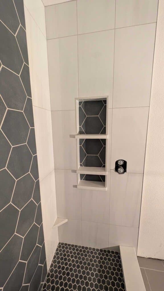 Finished primary shower niche