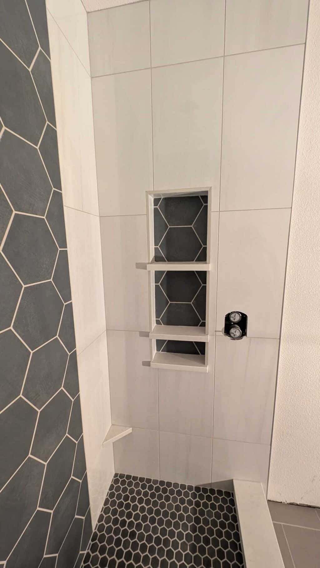 Finished primary shower niche