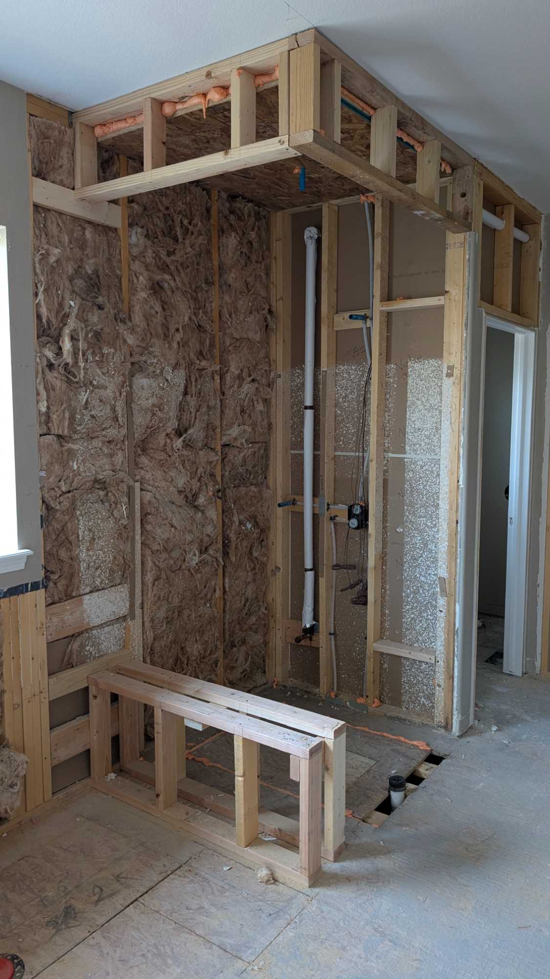 Primary bath shower to be underlaid and set