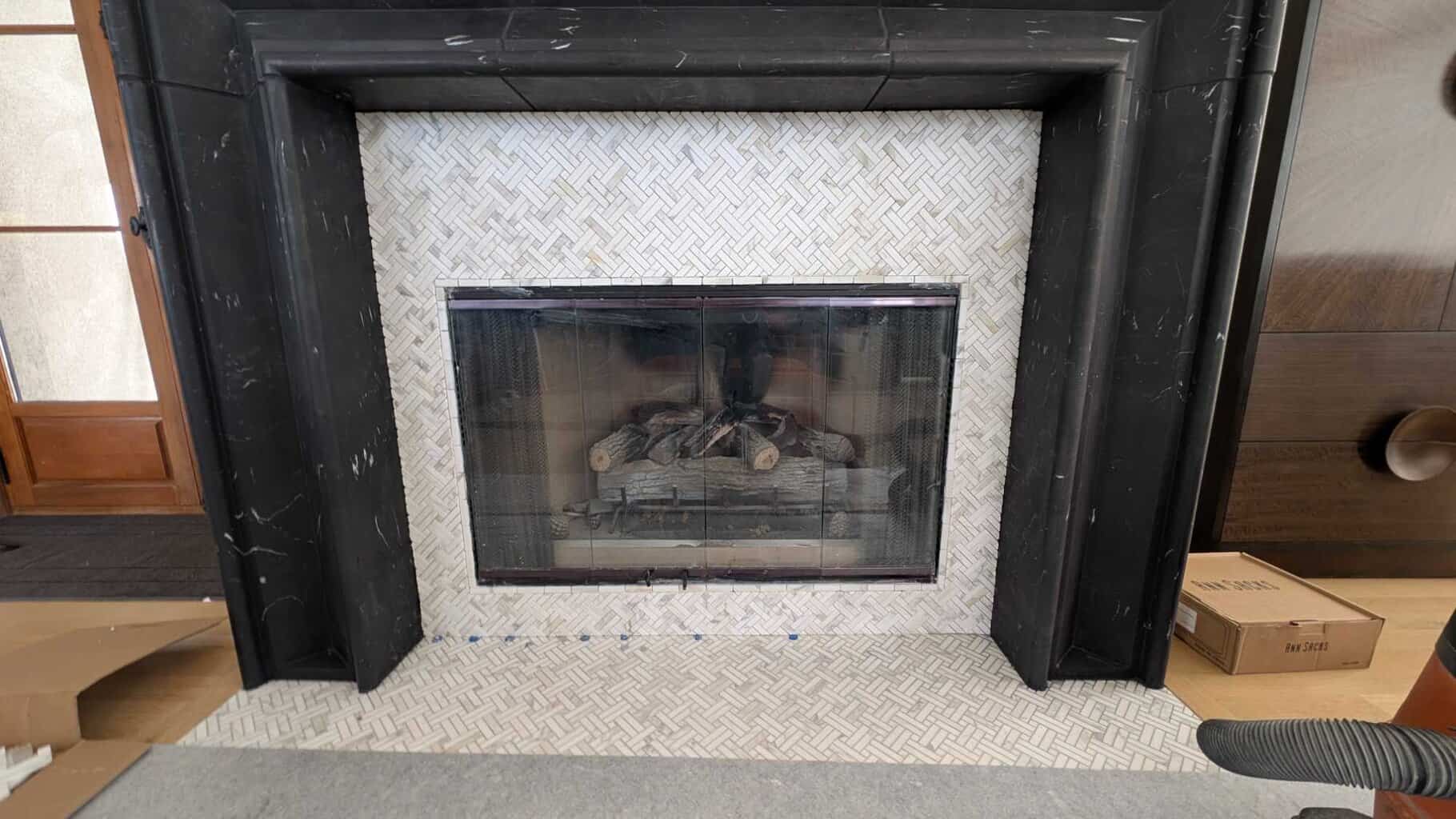 Fireplace completely set