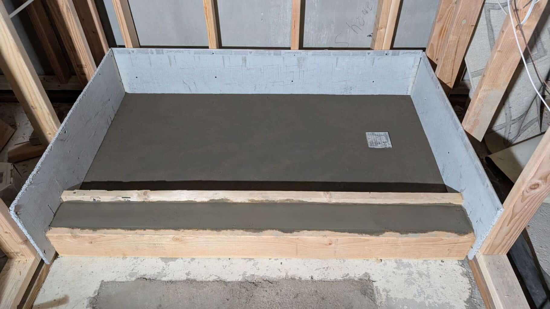 Secondary bath shower pan packed