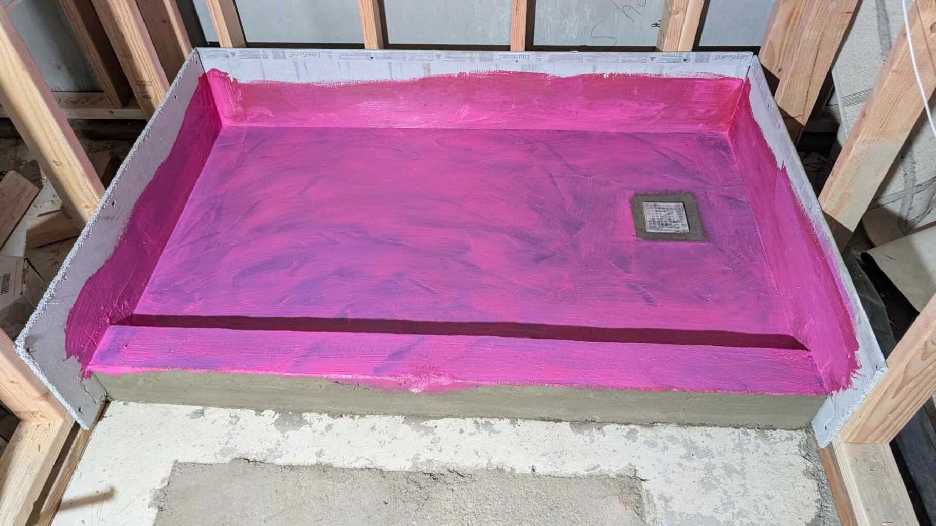 Guest shower pan waterproofed