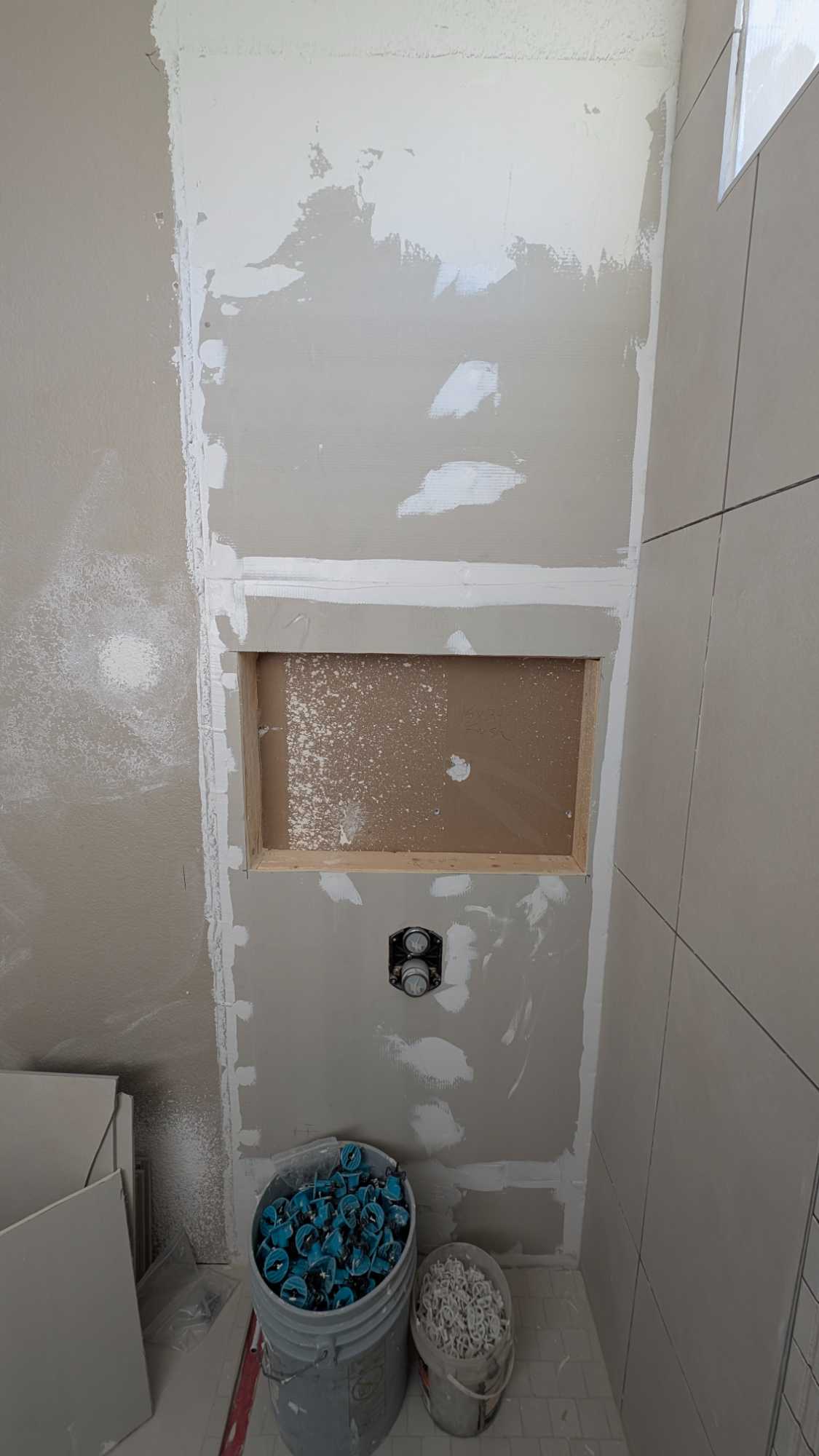 Walls opened up for niche install