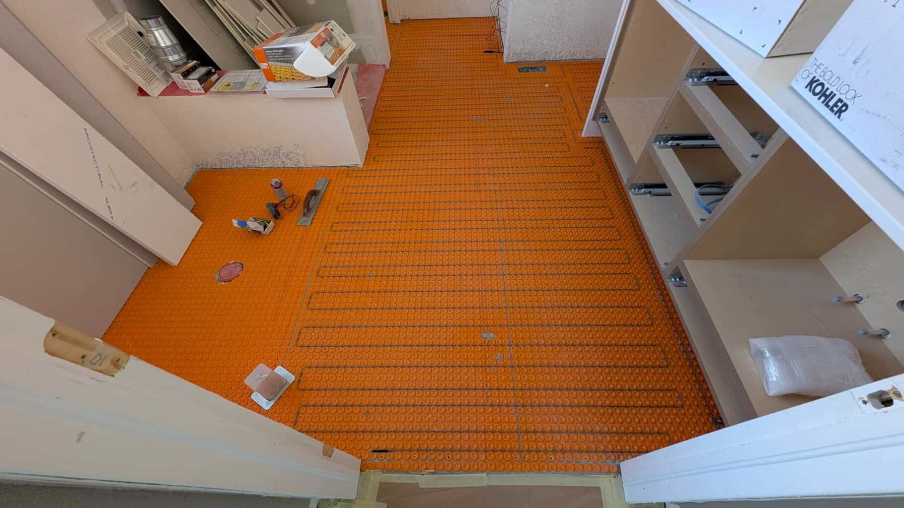 Warm wire cables installed in primary bath2