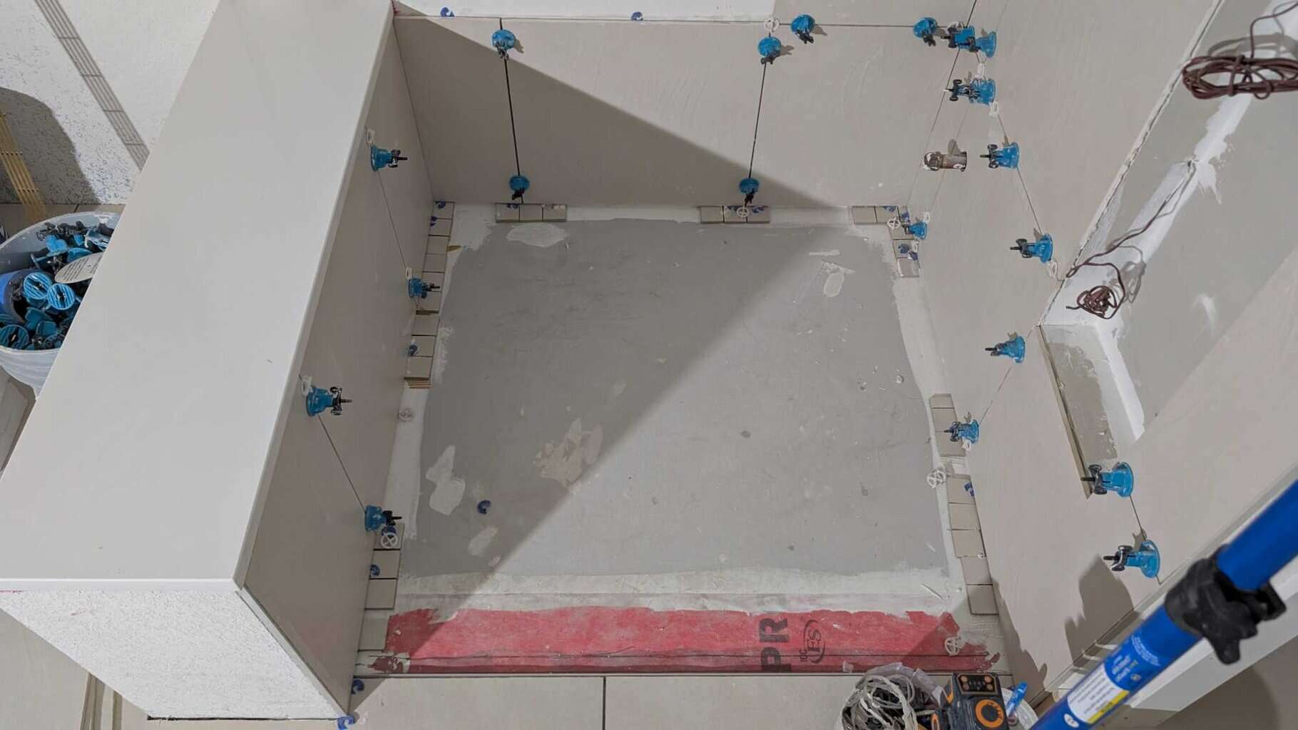 Part of primary shower walls installed