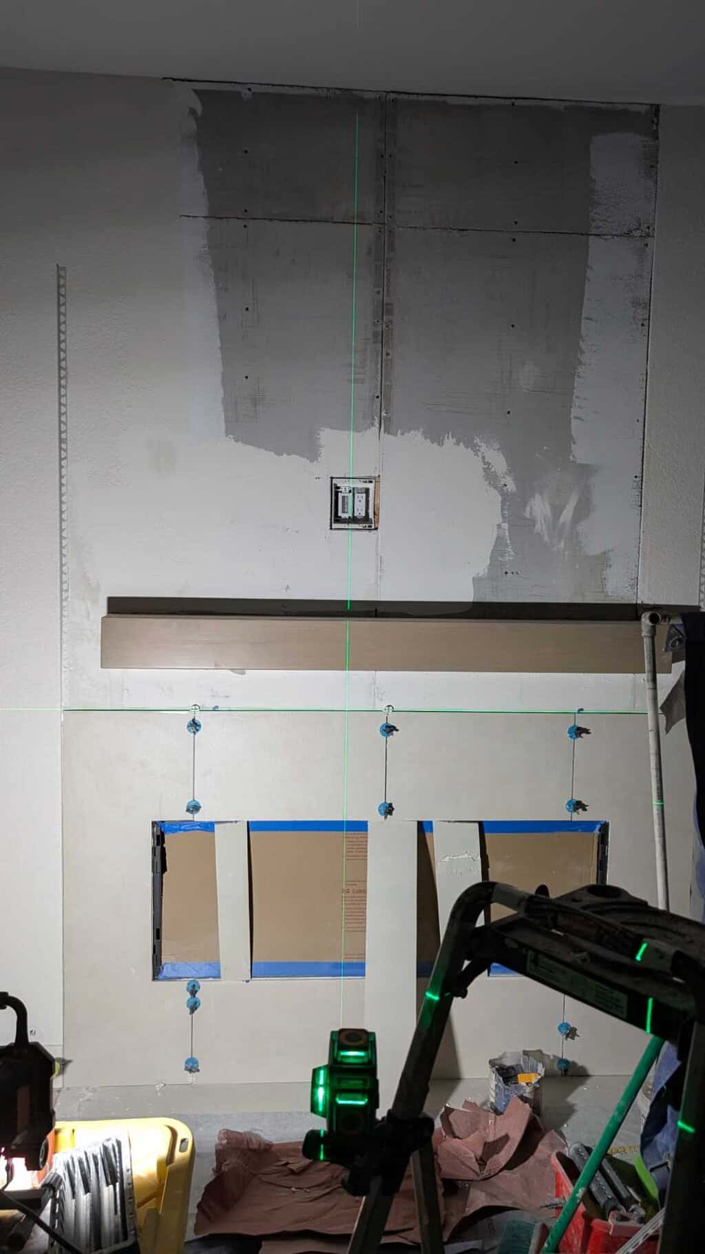 Part of fireplace installed