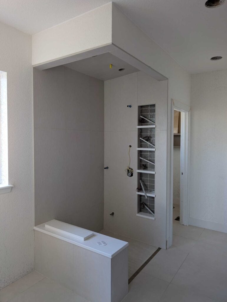 Primary shower grouted and finished