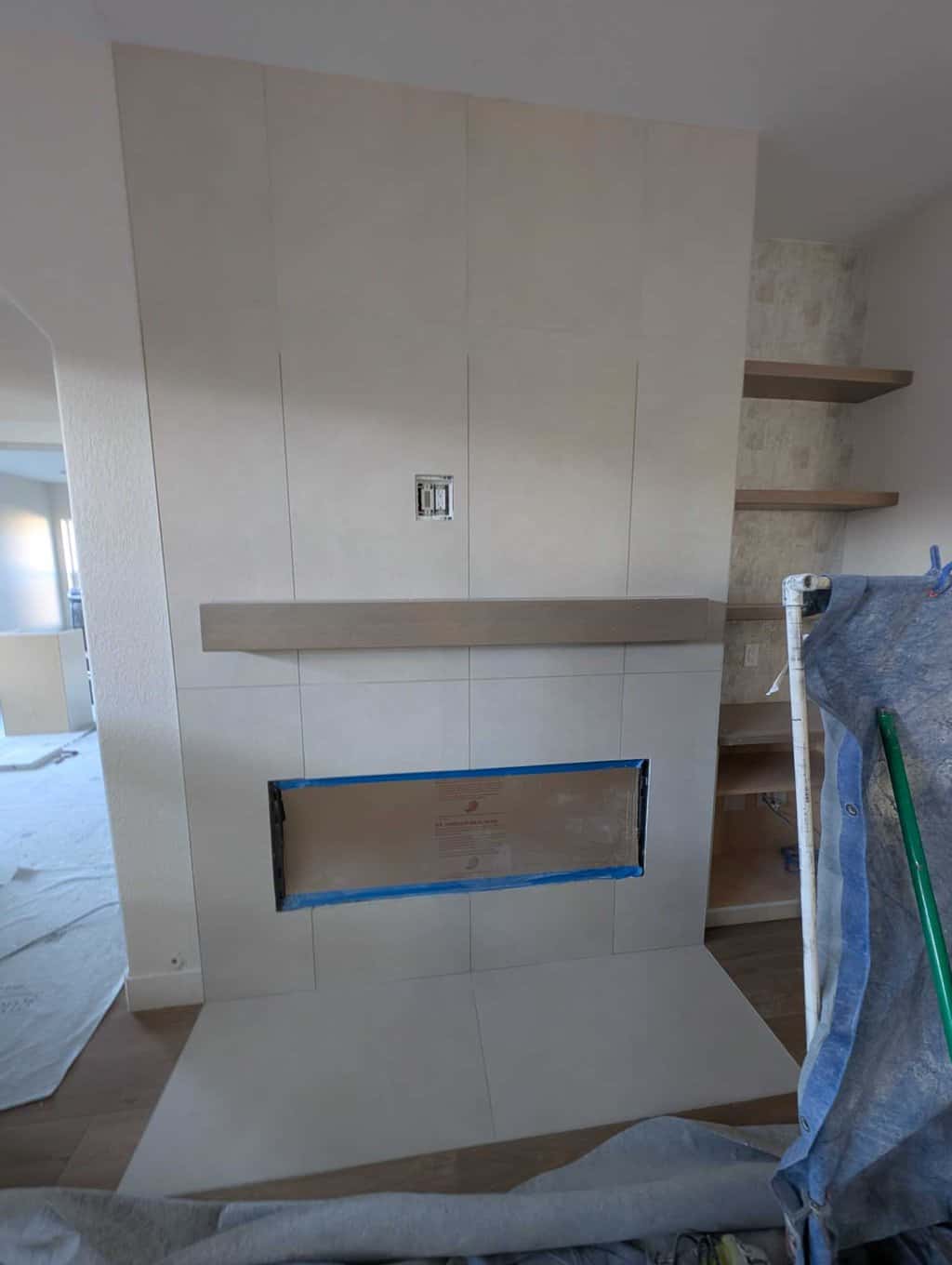 Fireplace grouted and finished