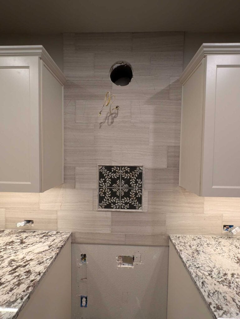 Backsplash grouted and finished