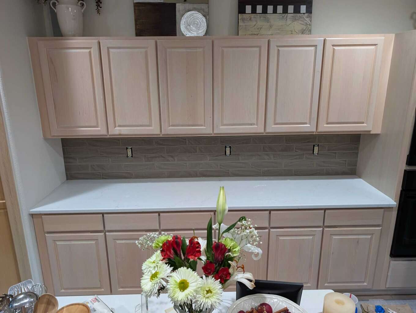 Backsplash grouted, caulked, and finished