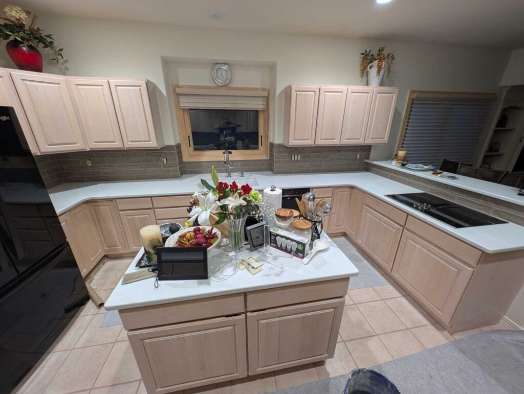 Backsplash grouted, caulked, and finished