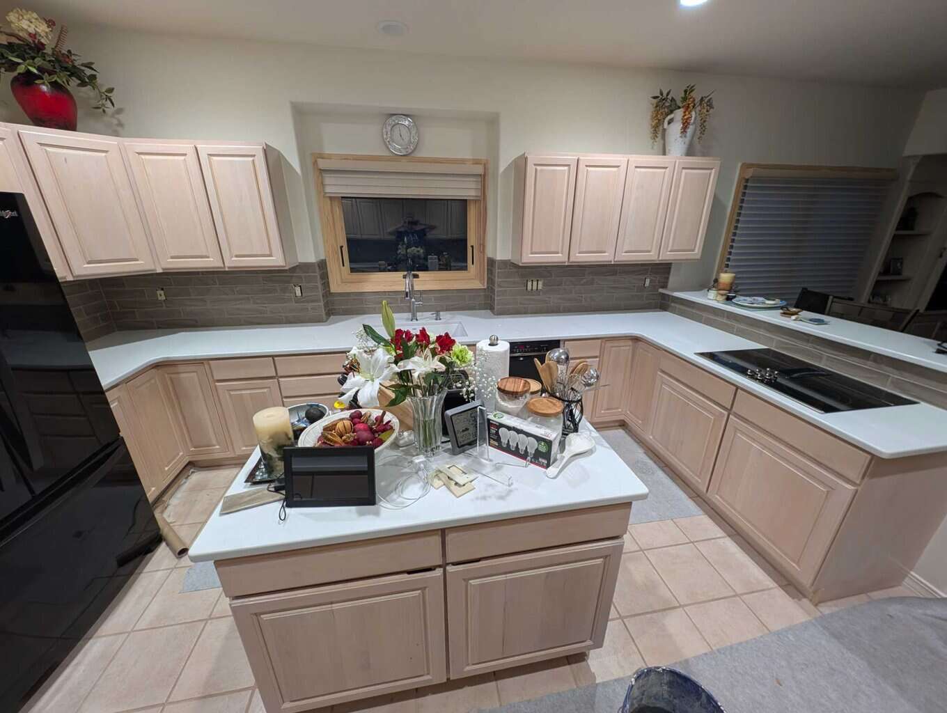 Backsplash grouted, caulked, and finished