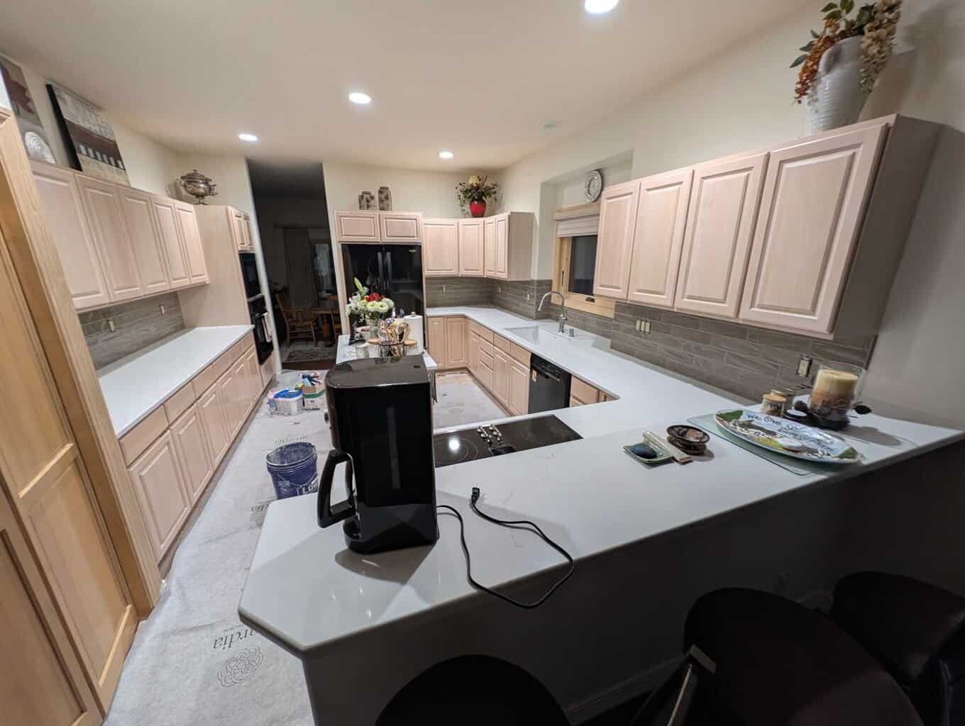 Backsplash grouted, caulked, and finished