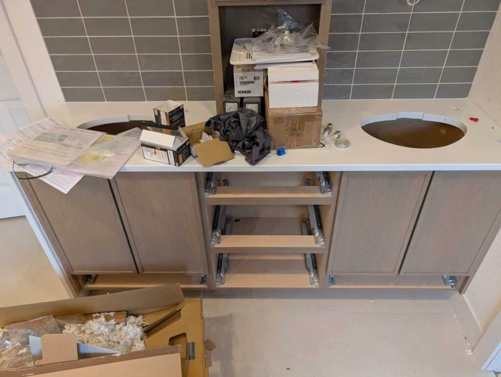 Primary bath backsplash caulked and completed