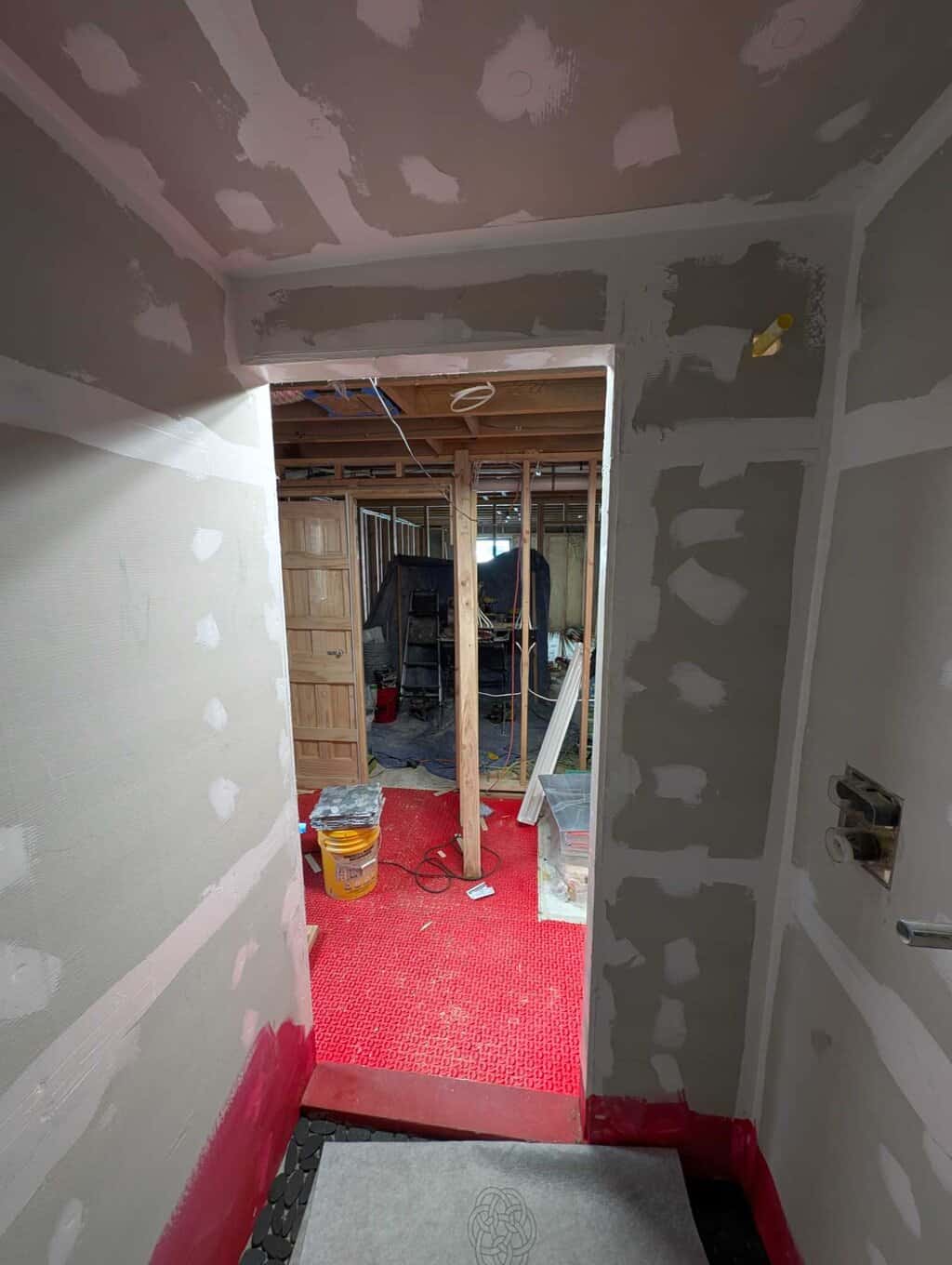 From inside the shower