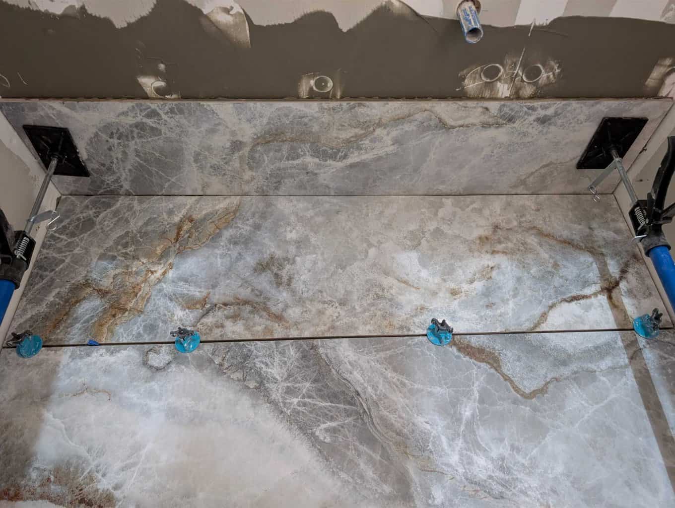 Tile wrapped onto the ceiling