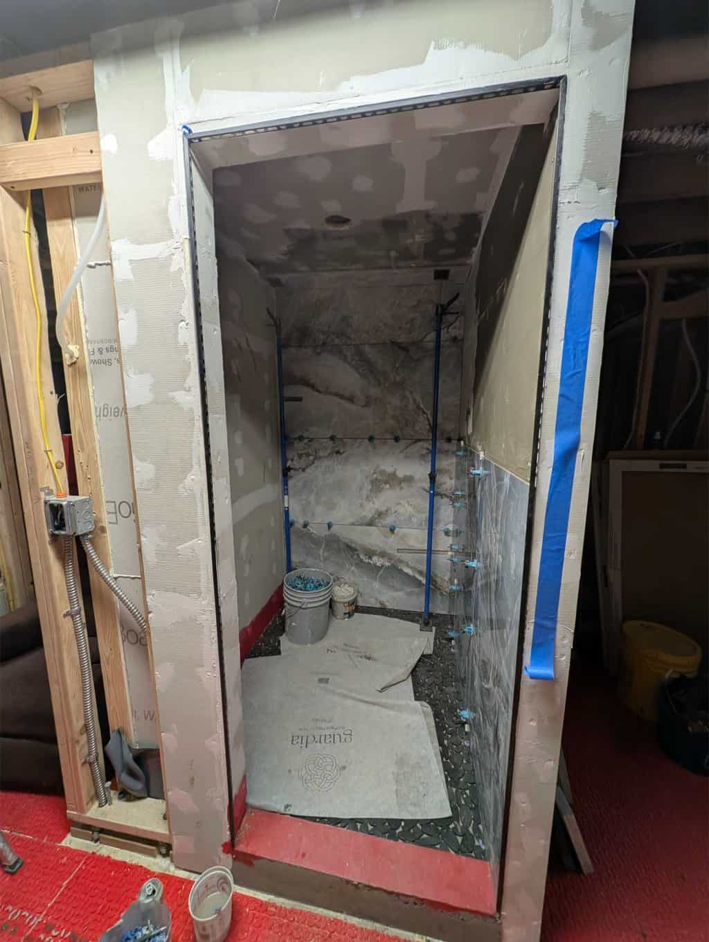 Getting a start tiling this primary shower