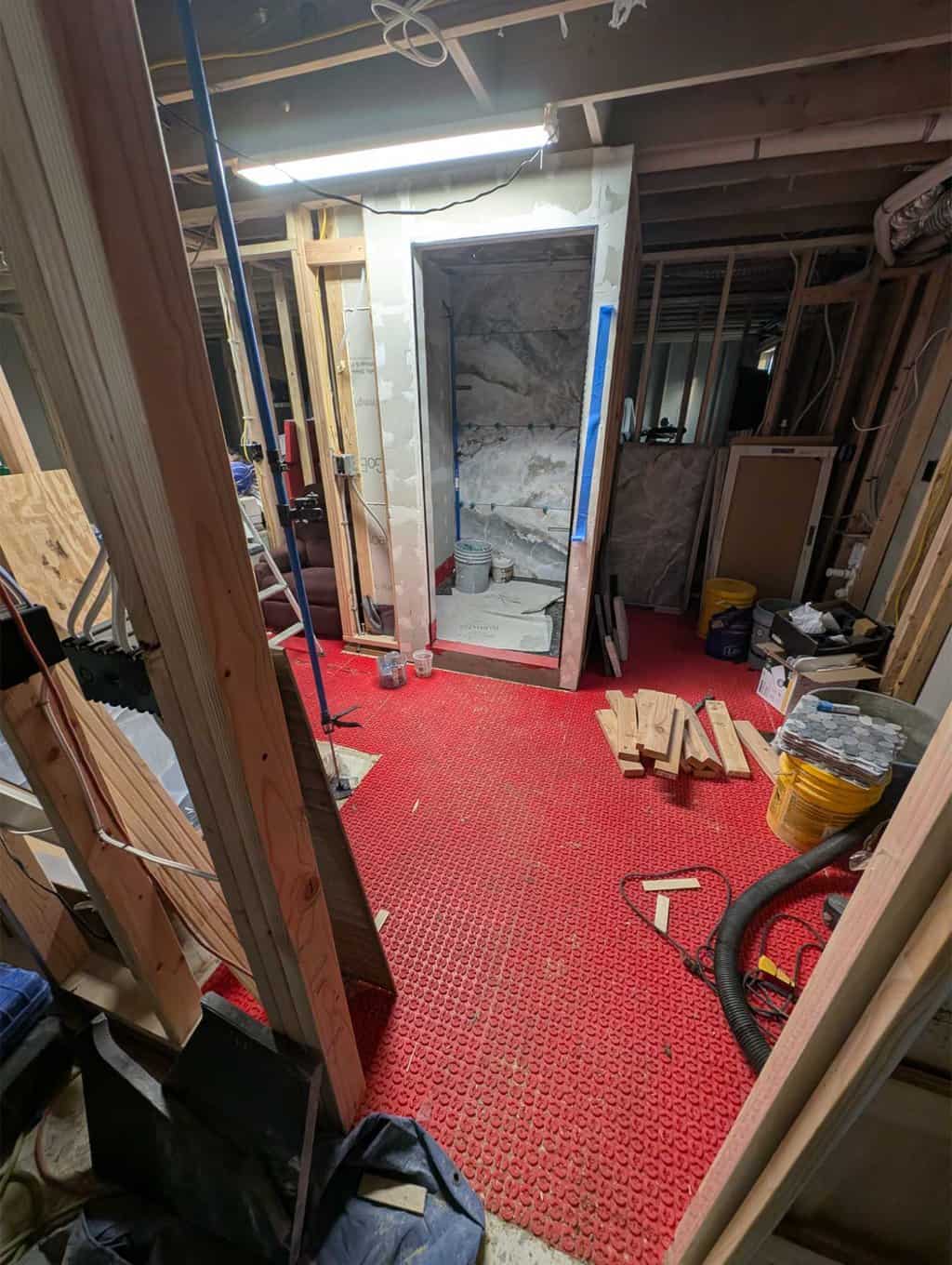 Getting a start tiling this primary shower