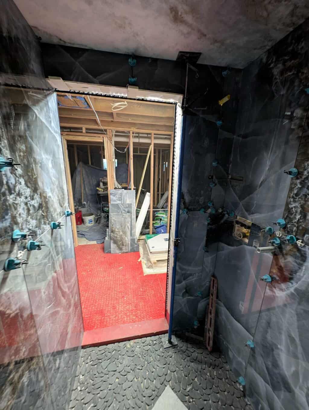 From the inside of the shower