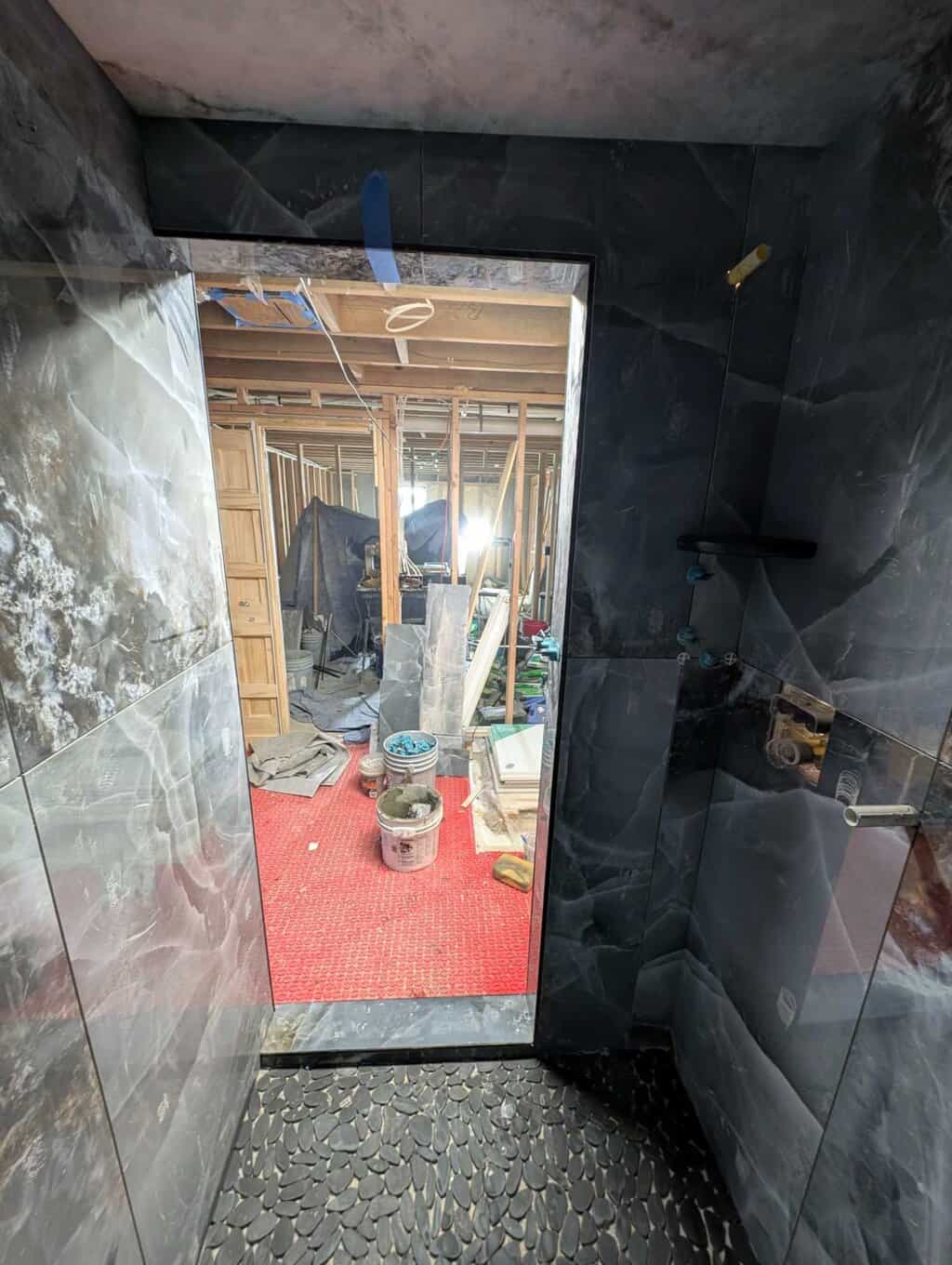 From inside the shower