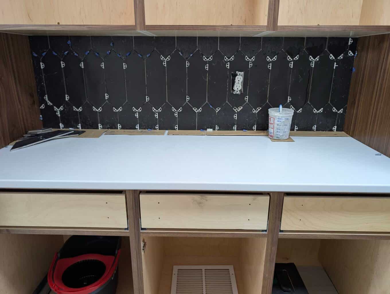 One wall of pantry backsplash set