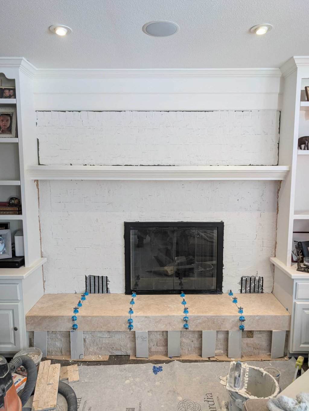 Hearth tiles installed