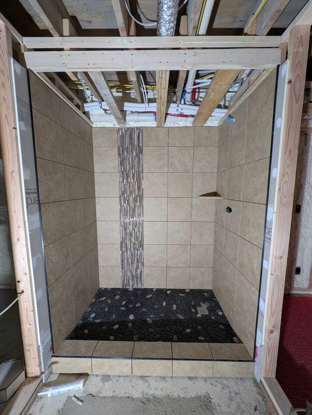 Shower cleaned and ready for grout