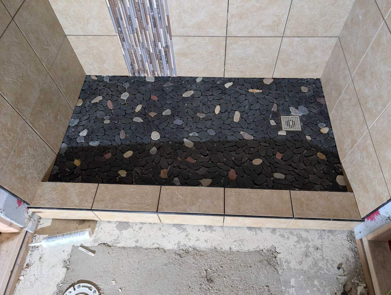 Shower floor ready for grout