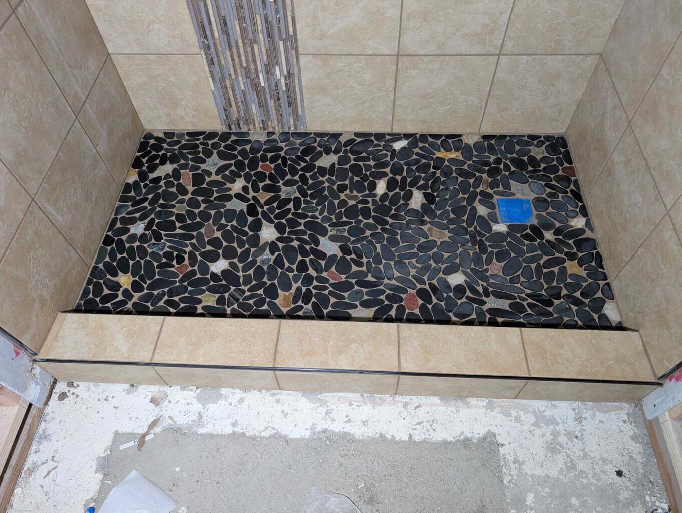 Shower floor grouted