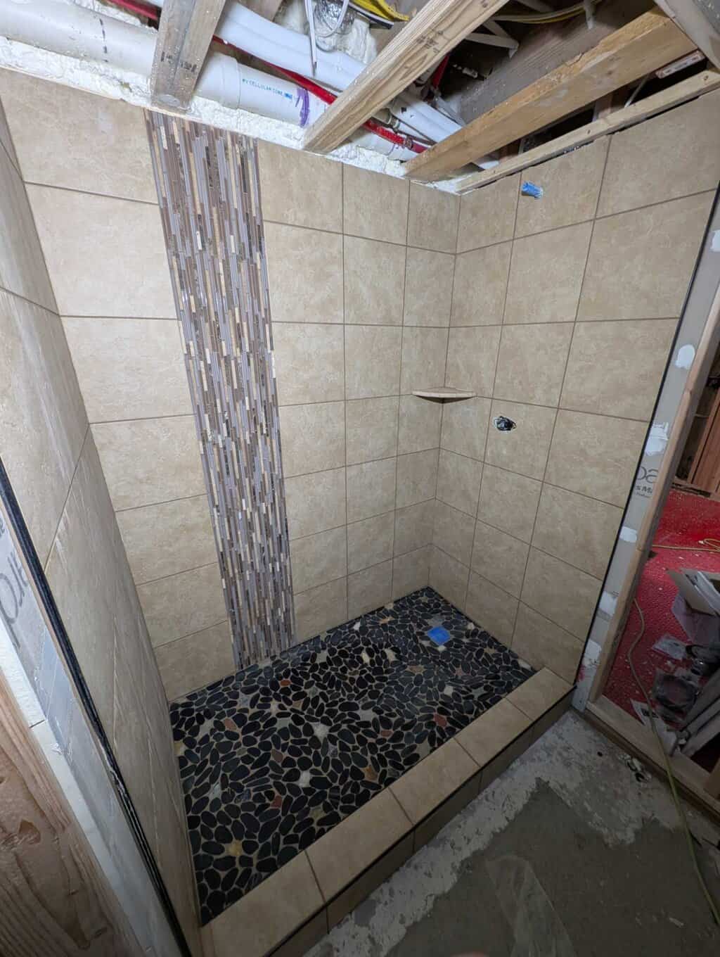 Shower grouted and finished