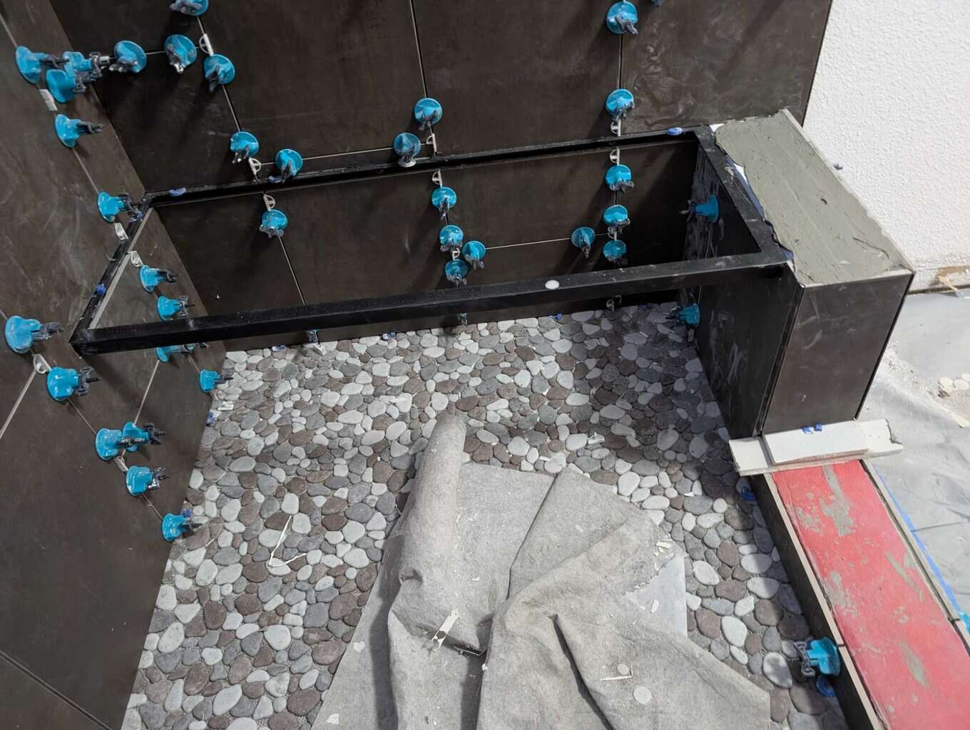 All of bench area set - just waiting on solid bench piece