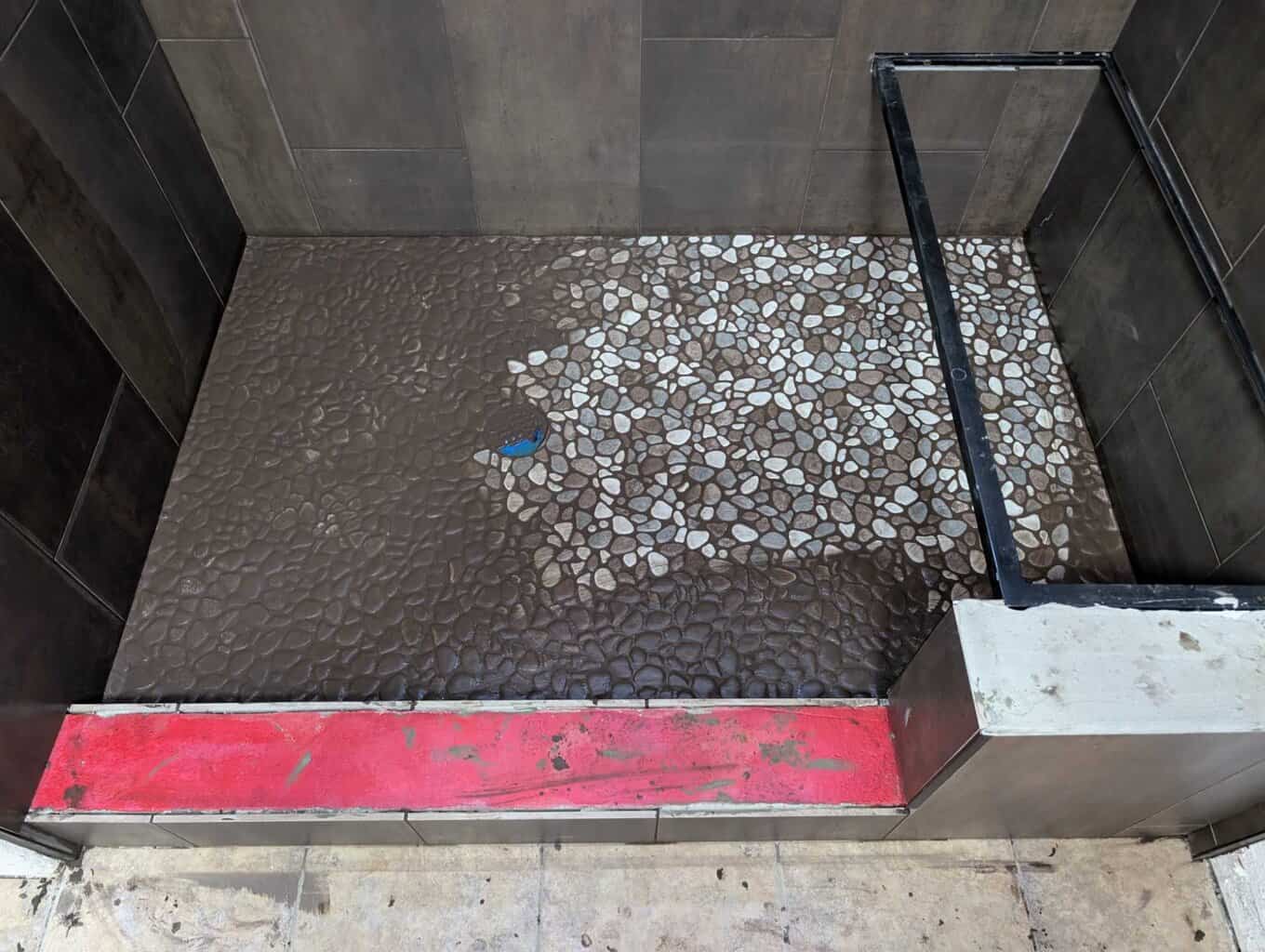 Grouting shower floor