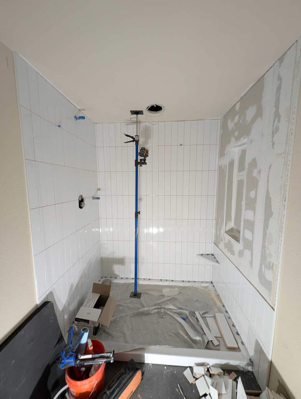 Progress on the shower surround