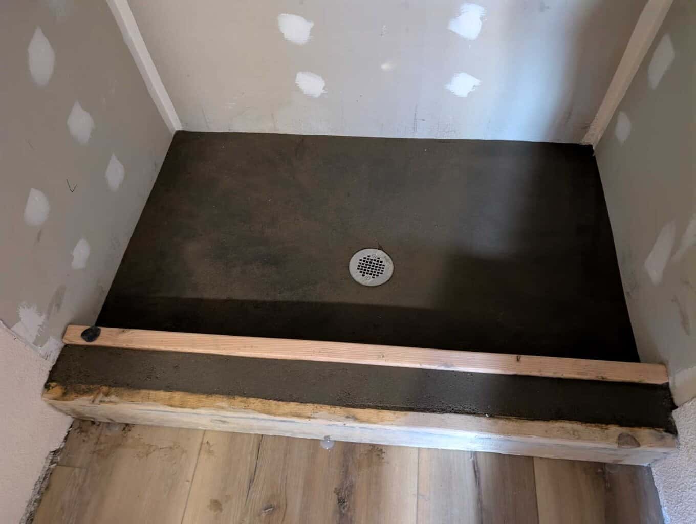 Shower pan installed