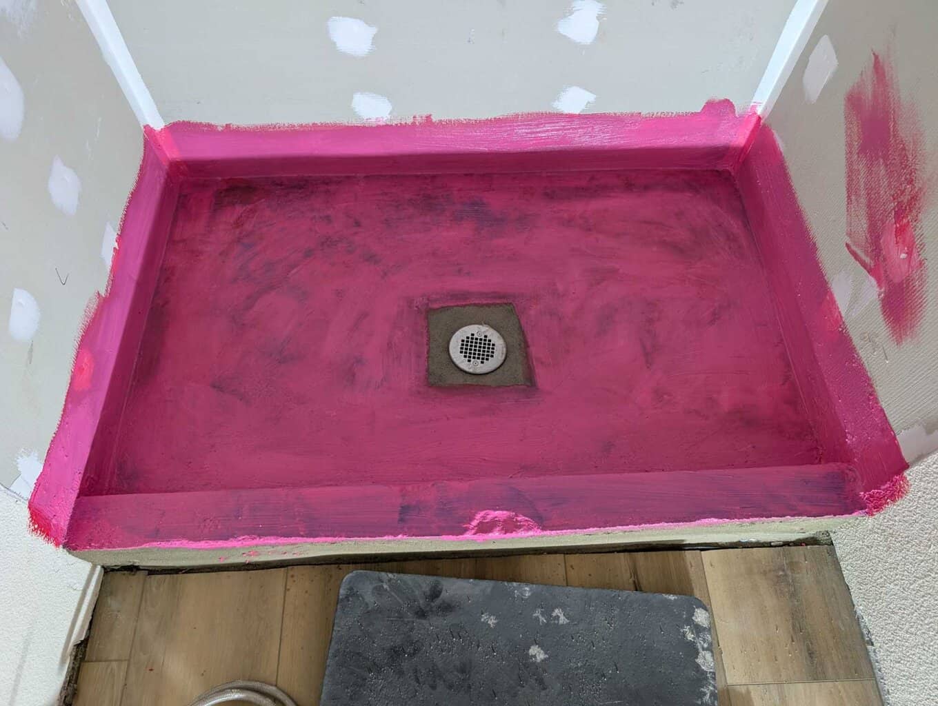 Shower pan waterproofed