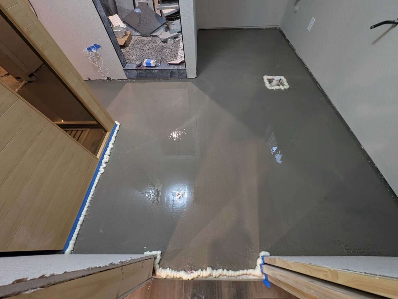 Leveler poured over cables