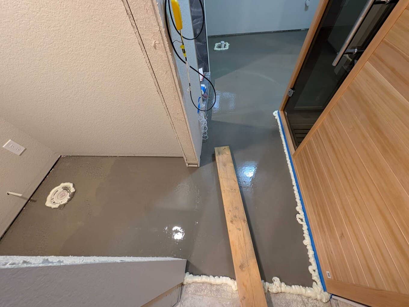 Leveler poured over cables