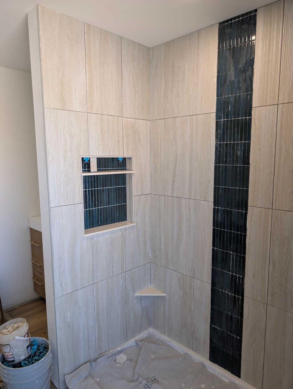 Primary shower surround fully set