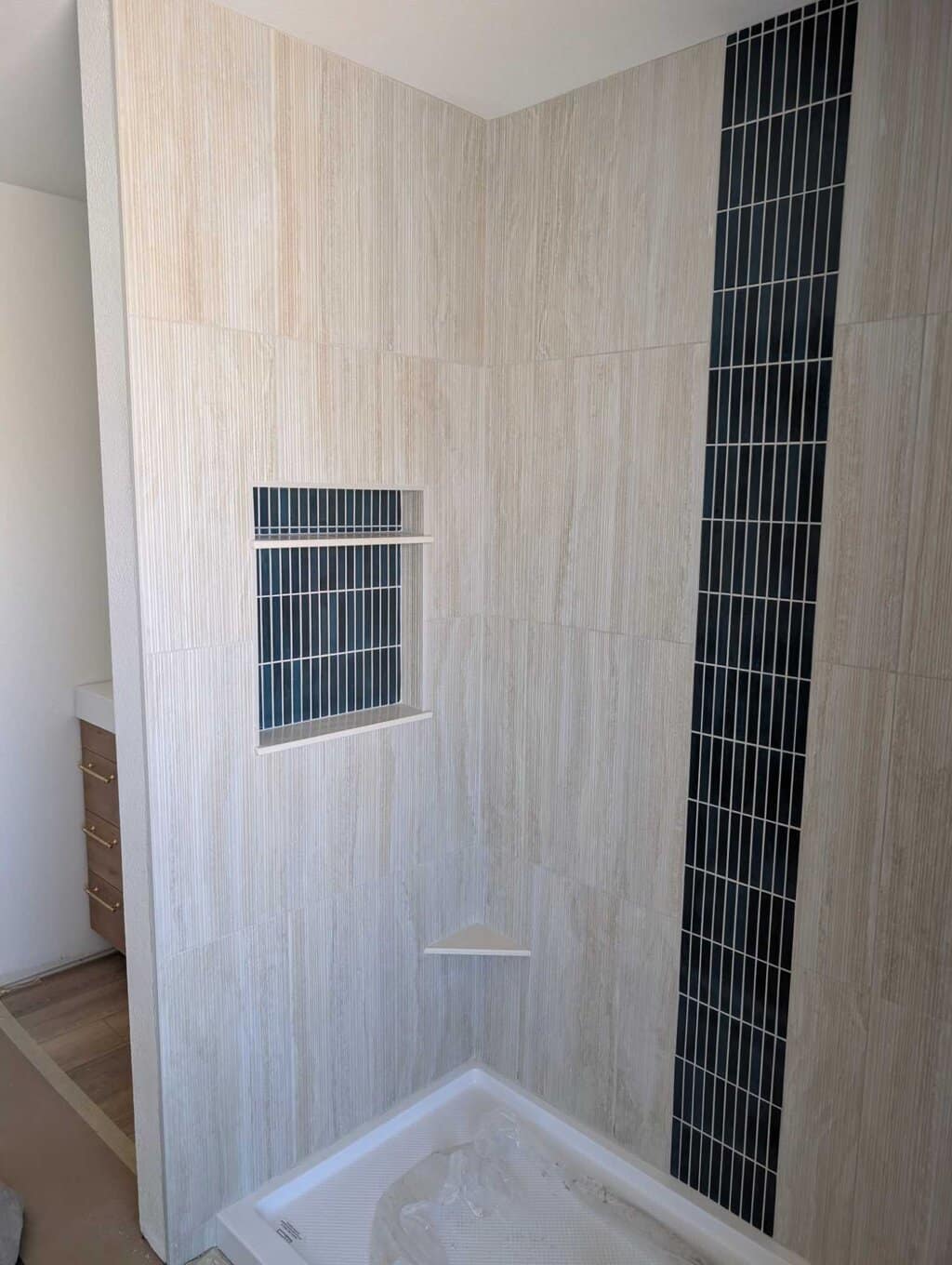 Primary shower surround finished