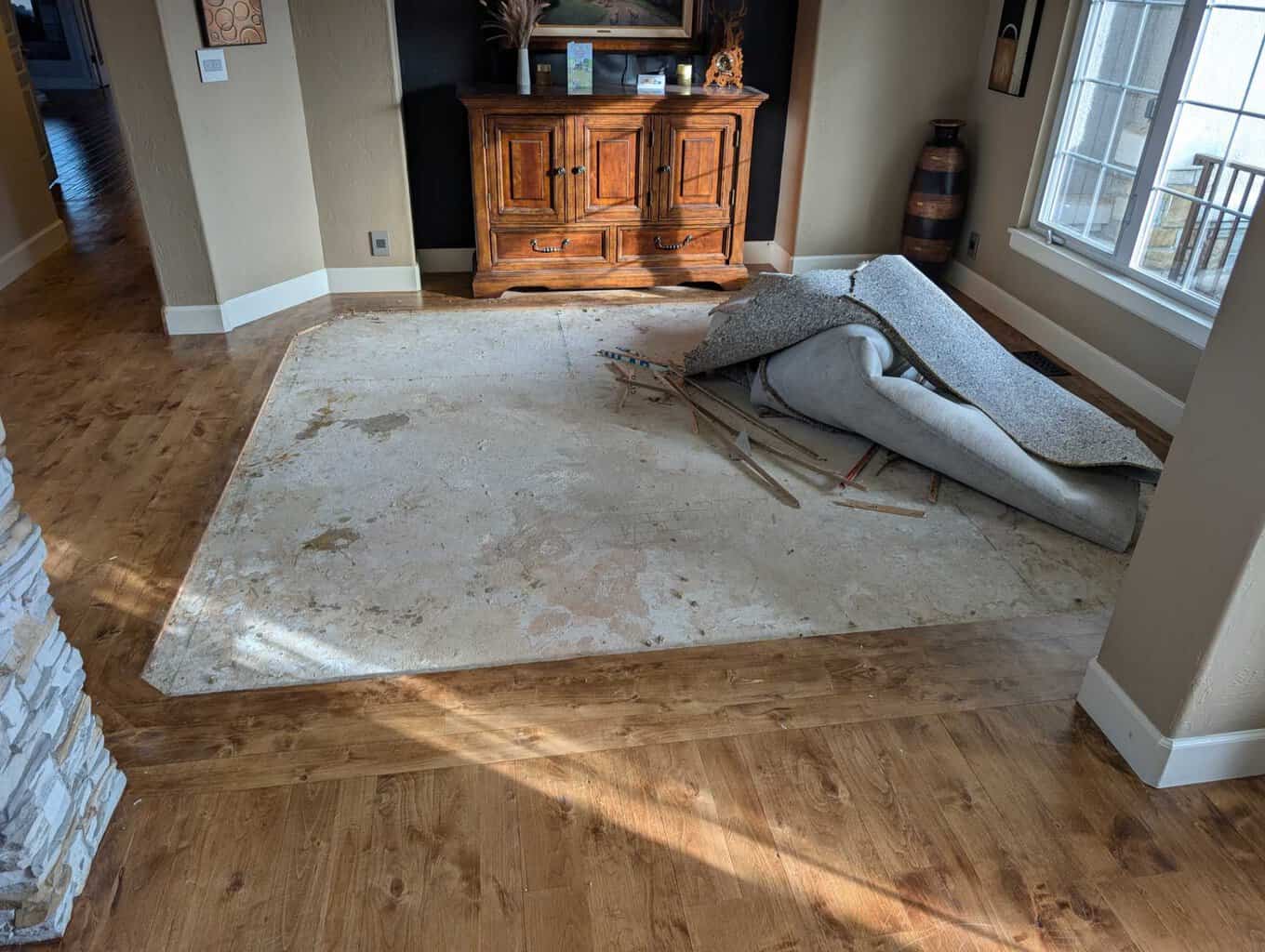 Carpet and pad have been demo'd