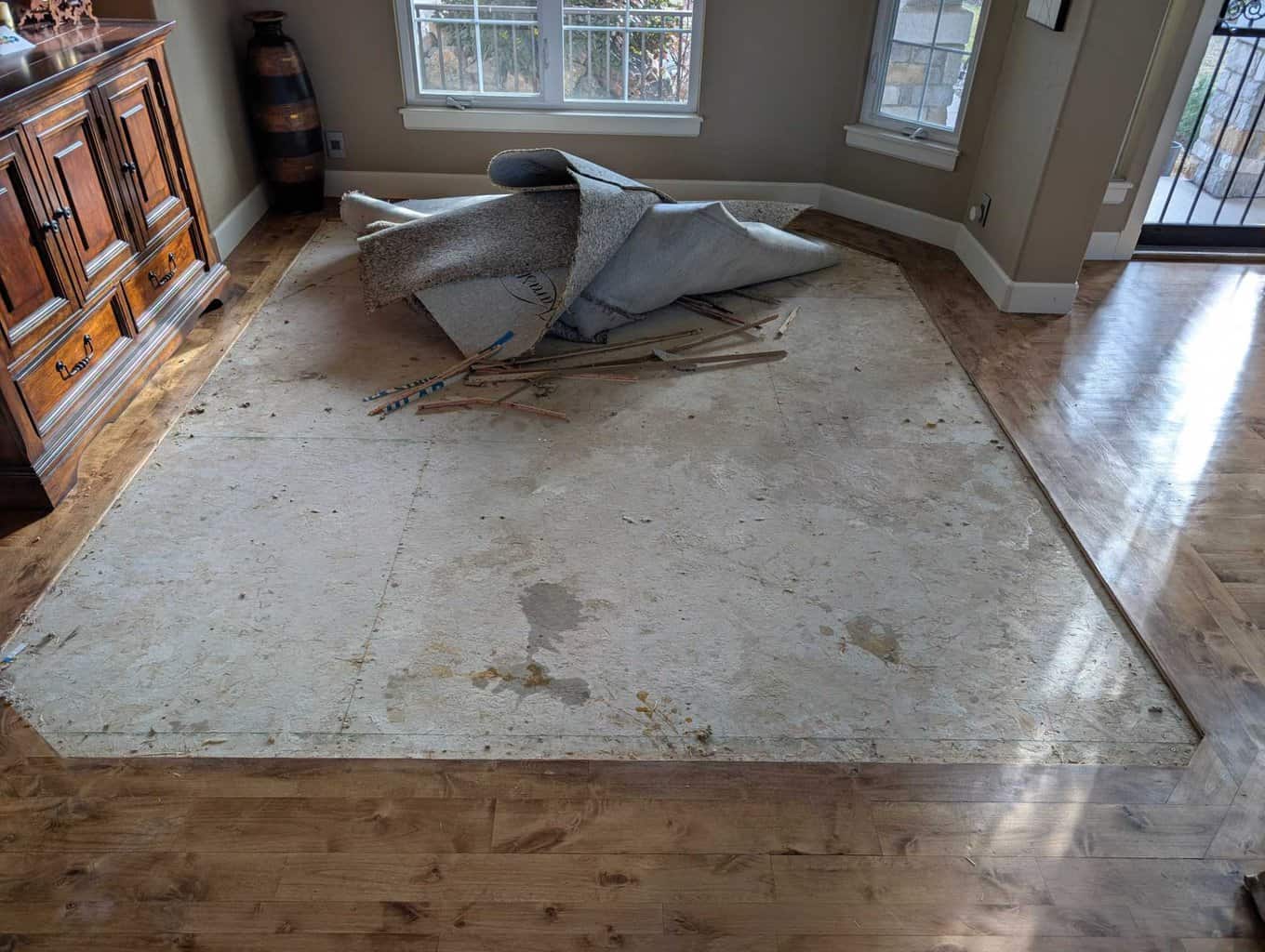 Carpet and pad have been demo'd