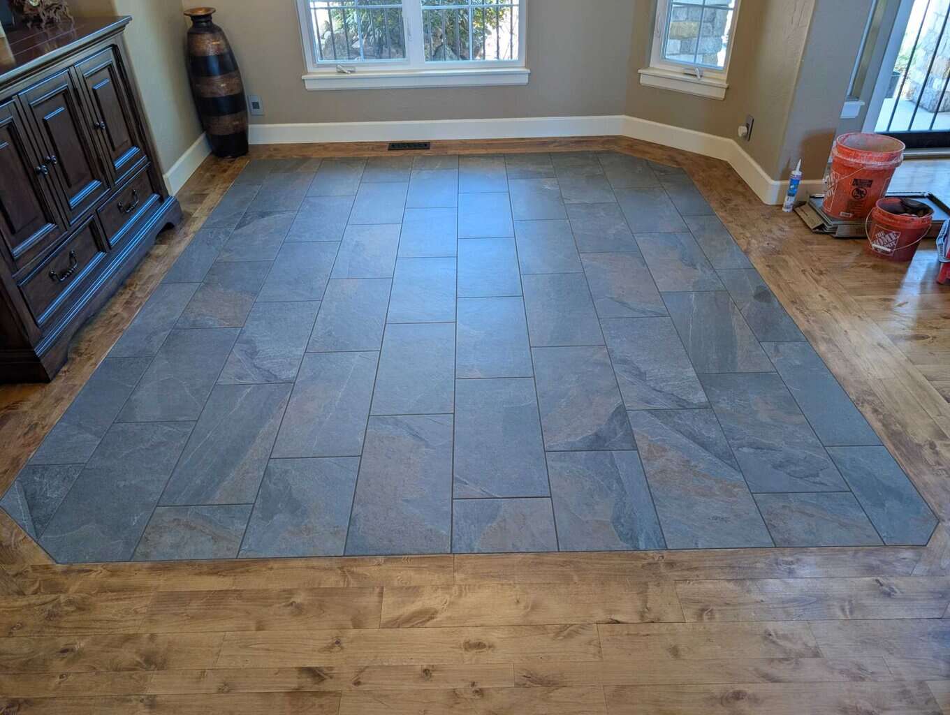 Floor grouted and finished