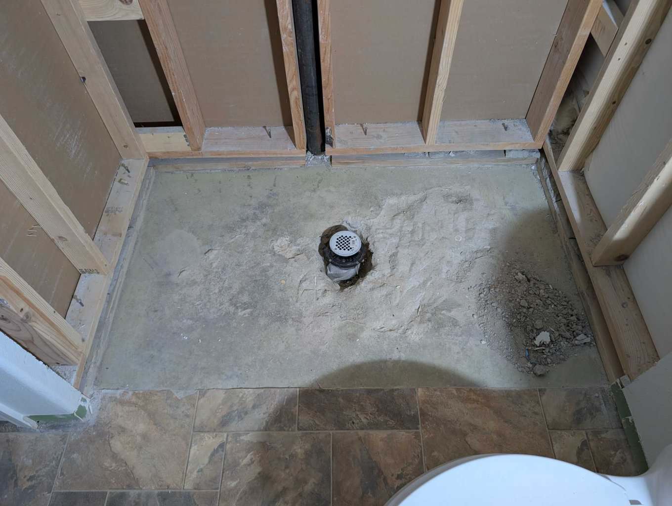 Basement shower pan to be poured