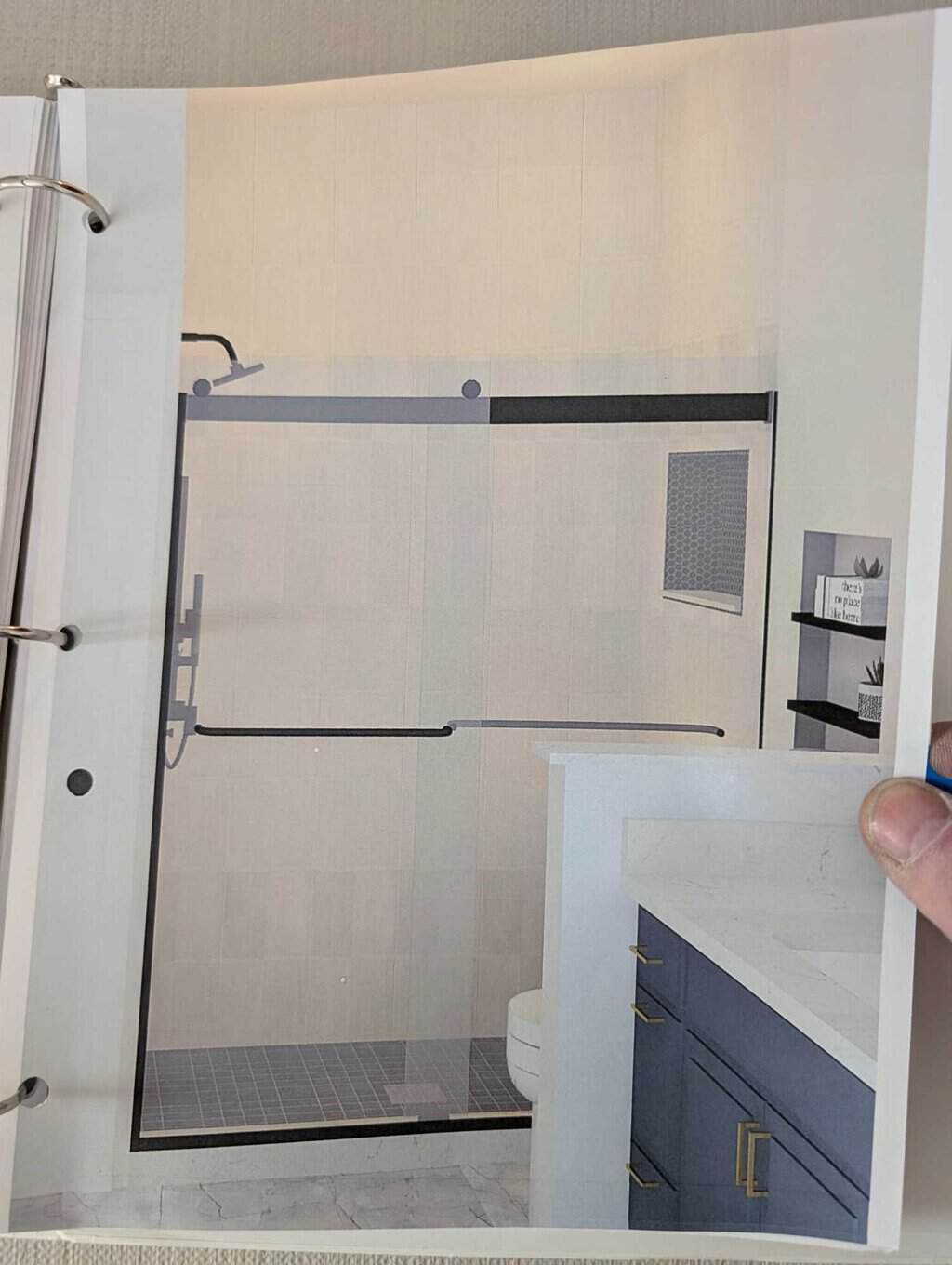 Rendering of finished basement shower