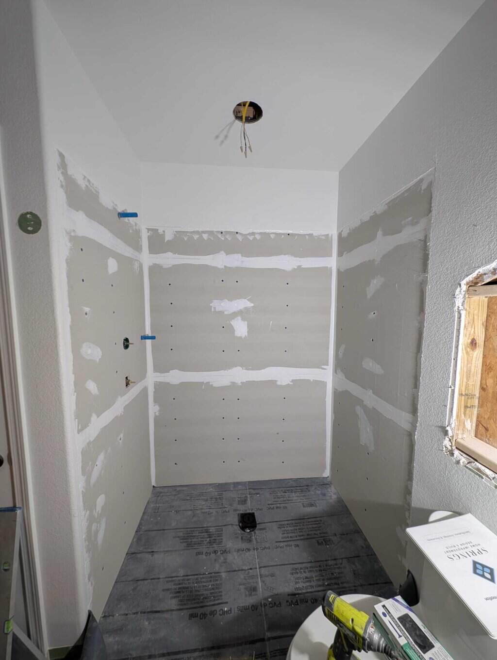 Foam board installed on walls