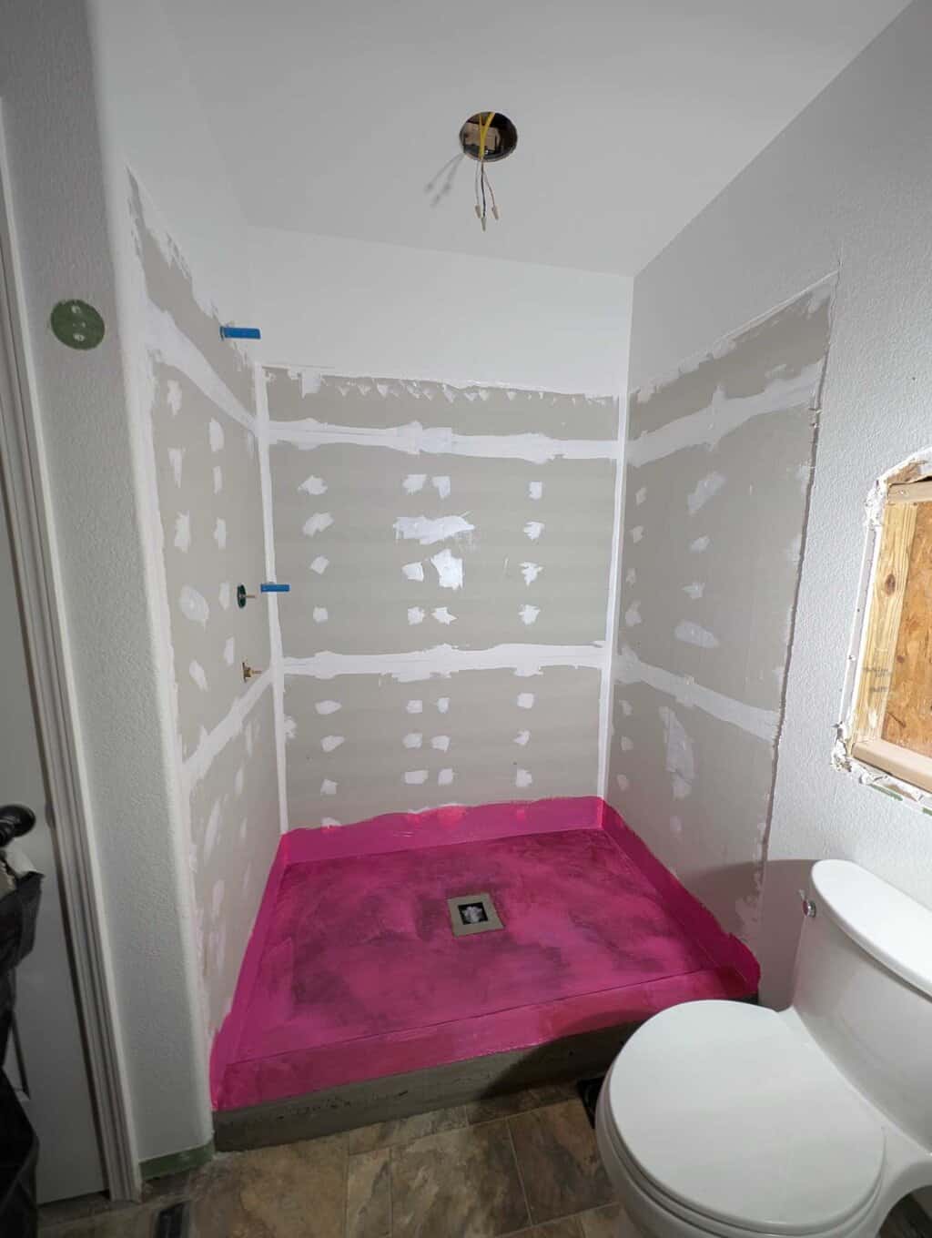 Shower pan and walls ready for tile